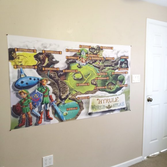 3x5 foot Zelda 64 Ocarina of Time map banner Link Nintendo 64 tapestry flag OoT - Picture 4 of 11